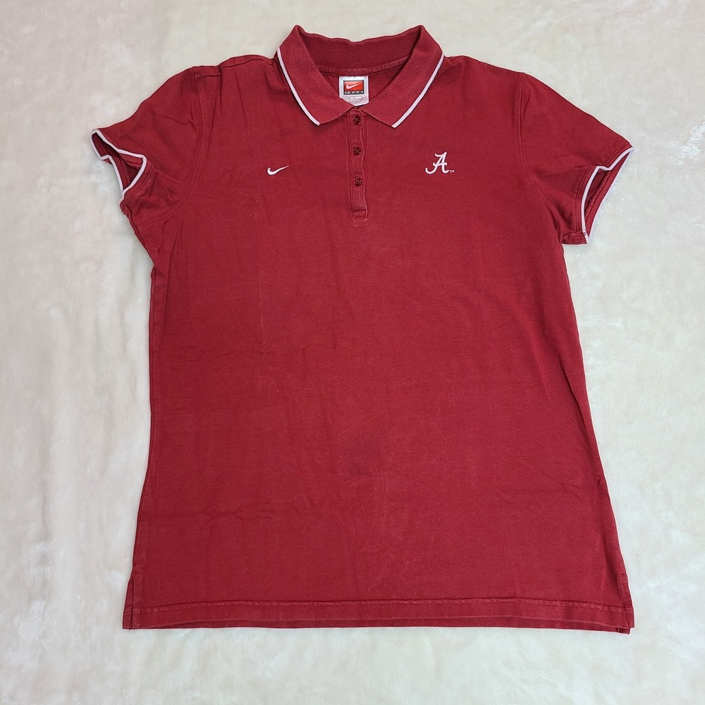 Nike Team Alabama Crimson Tide Women's Large Polo Shirt Red Dri-Fit NCAA
